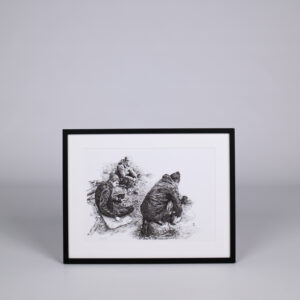 Rimo Lausmaa raamitud joonistus ''Loose Laces''