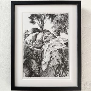 Rimo Lausmaa raamitud joonistus "Somewhat Sultry" 29x37