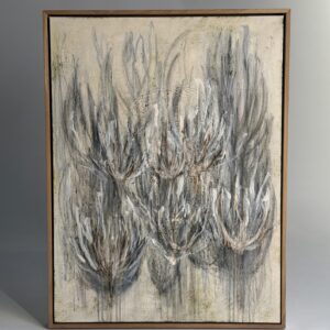 Akrüül lõuendil "Mingid lilled lumises hoovis" by Piret Elli