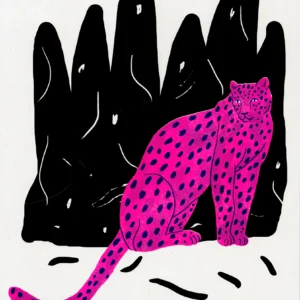 Signeeritud Krõõt Kukkur Illustrations "pink leopard" riso