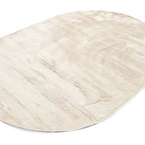 Ovaalne pehme karvaga vaip Aranga beež