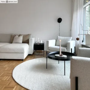 Ümmargune villast vaip Cartmel 200 cm loodusvalge