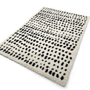 Pehme karvaga vaip Dotty must-valge