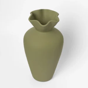 Käsitöö vaas "Flower L - oliiviroheline"