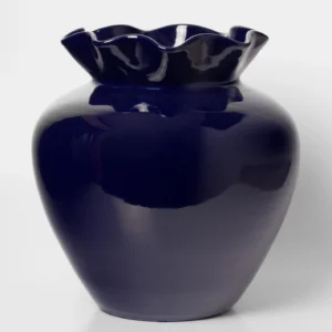Käsitöö vaas "Flower XL - glasuuritud tumesine"